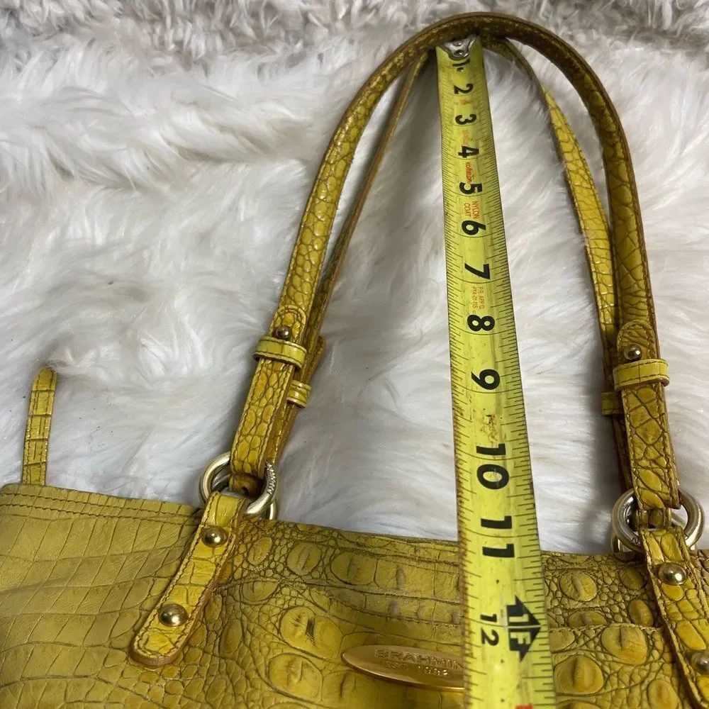 Brahmin Alden Melbourne Leather Tote Yellow shoulder bag gold tone hardwares.